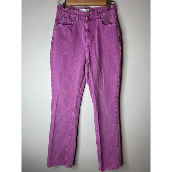Zara Women's Jeans Size 8 Straight Leg High Rise Pink 70s 80s Barbiecore Retro - Picture 1 of 13